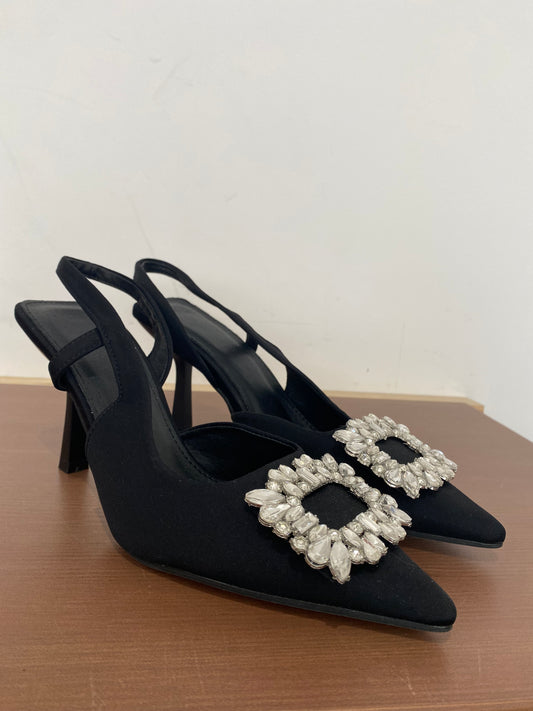 Black Shoes with Diamante Detailing Size 5