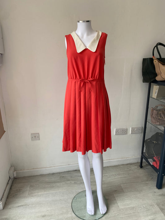 Boutique by Jaeger Orange Pleated Collared Dress Size 6