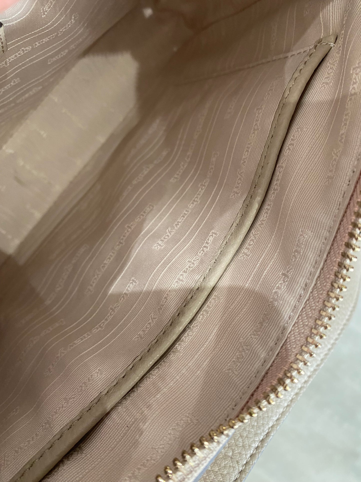 Kate Spade Hudson pebbled leather handbag cream