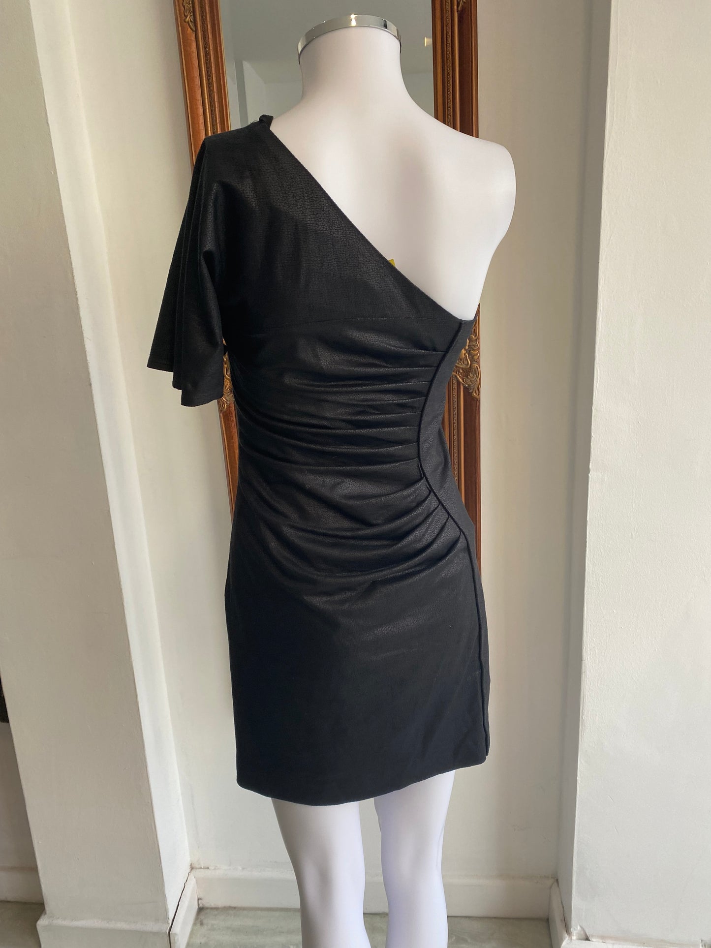 Catherine Malandrino Black Textured Leather Look Dress Size 6-8