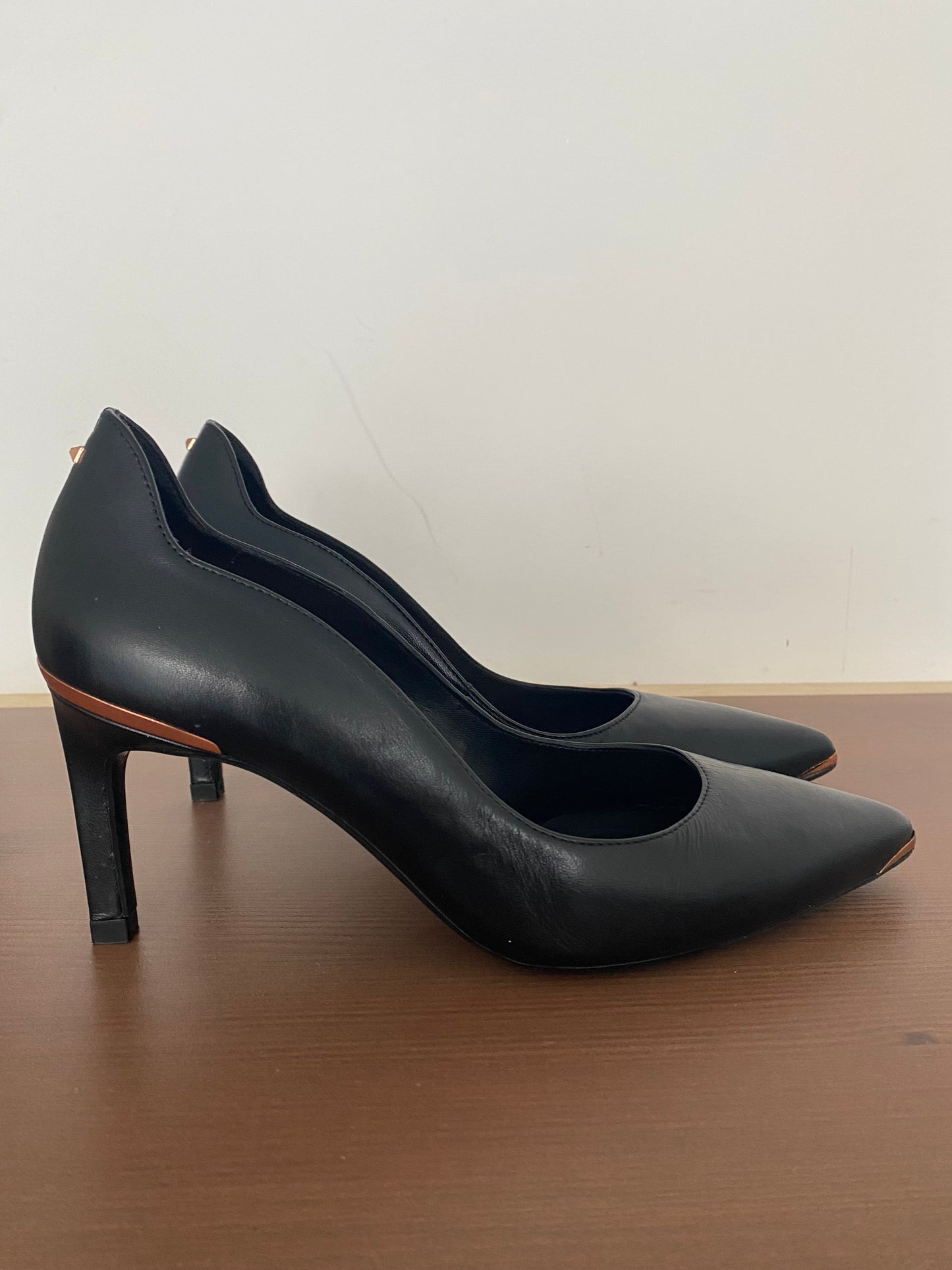 Ted Baker Black Leather Court Shoes Size 4