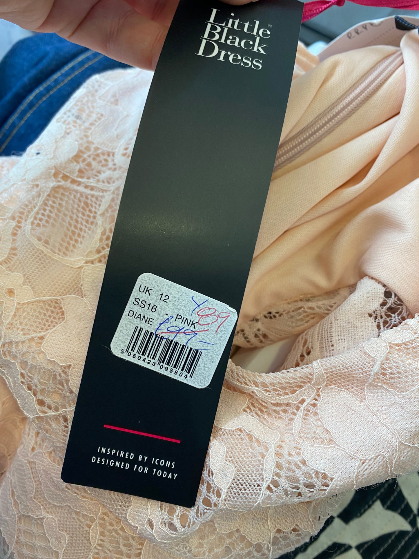 Little Black Dress Beige Lace Dress with Diamante Detailing Size 12