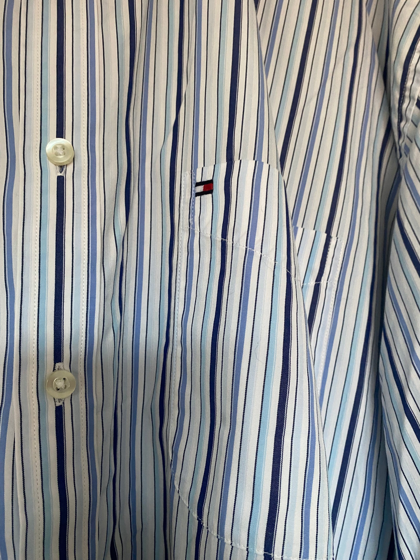 Tommy Hilfiger Blue Striped Shirt Size XXL